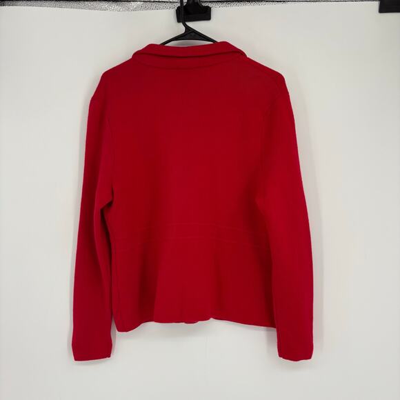 Talbots Petites Red 100% Merino Wool Cardigan Blazer Size LP Business Casual - Picture 6 of 9
